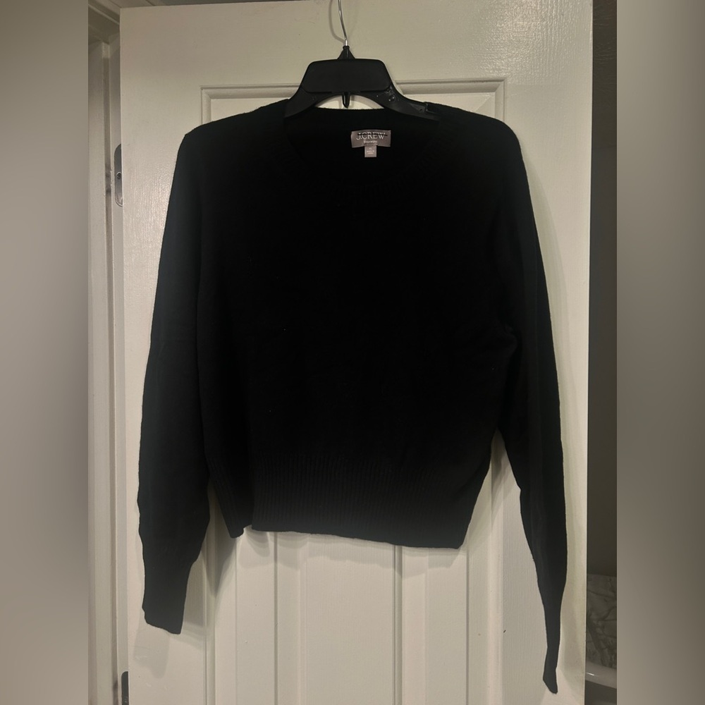 J. Crew Cashmere Shrunken Crewneck Sweater Long Sleeve Black BG654 XL- SEE PICS - Picture 3 of 11